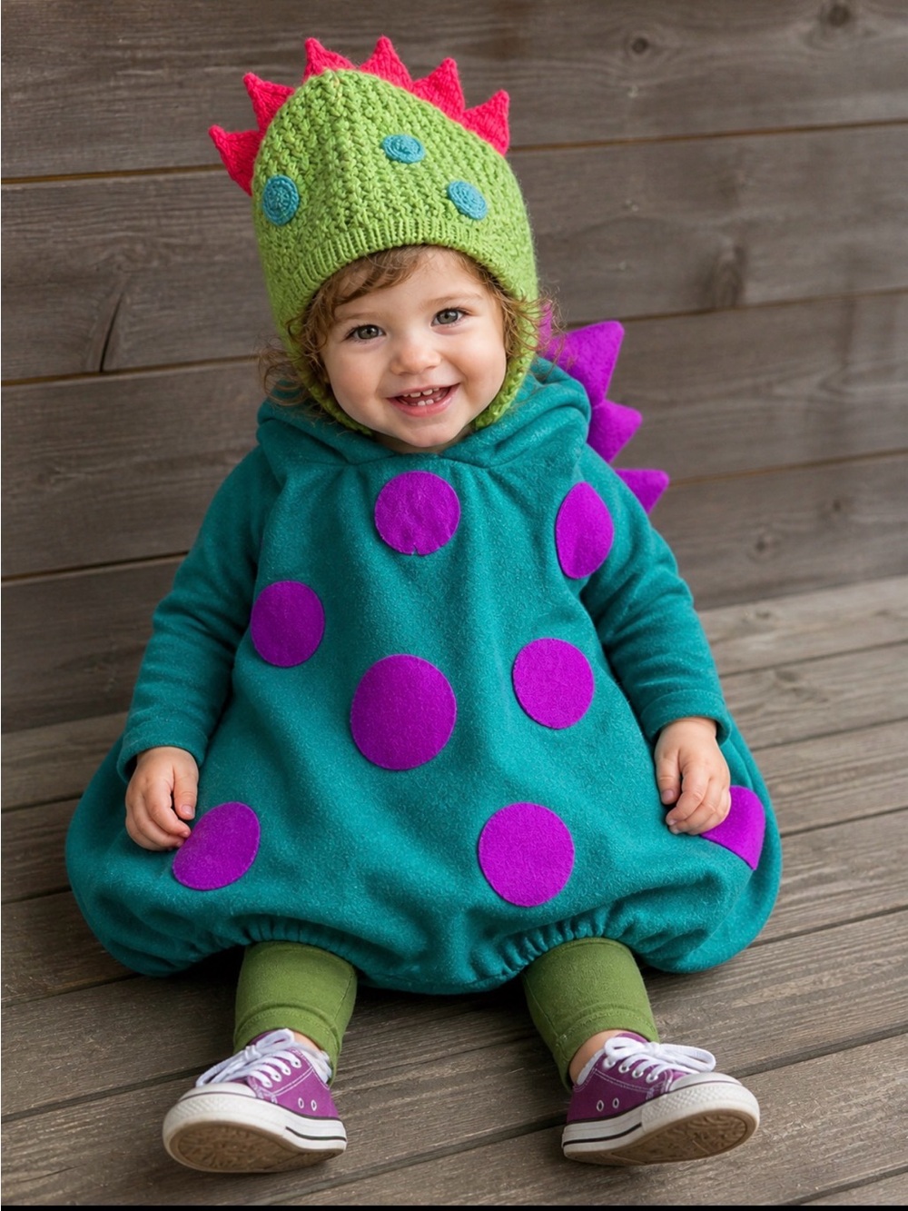 Dinosaur/dragon polka dots and tail hand crafted size small 4-6
